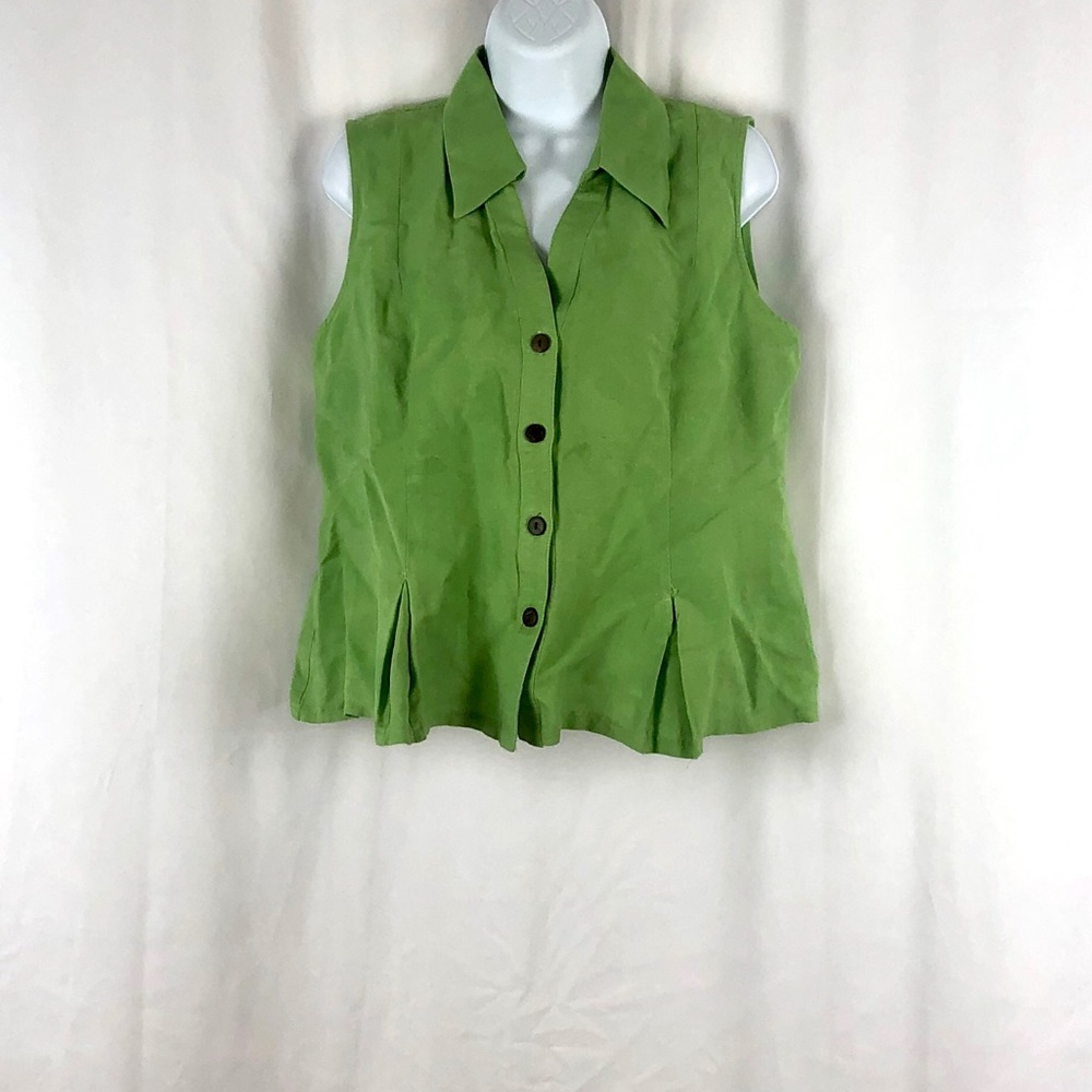 Studio I linen blend collared sleeveless top 12P